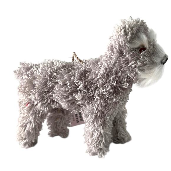Dog Christmas Ornament Grey Faux Fur Snauzer Holidays Home Decor - Picture 3 of 6